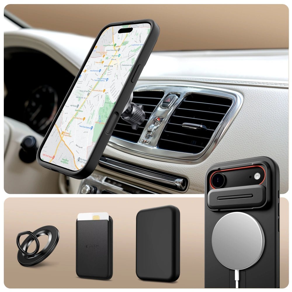 Tech - Protect iPhone Air - Kevlar Aura MagSafe - Σκληρή Θήκη με Ανοιγόμενο Κάλυμμα Κάμερας και Stand - Black
