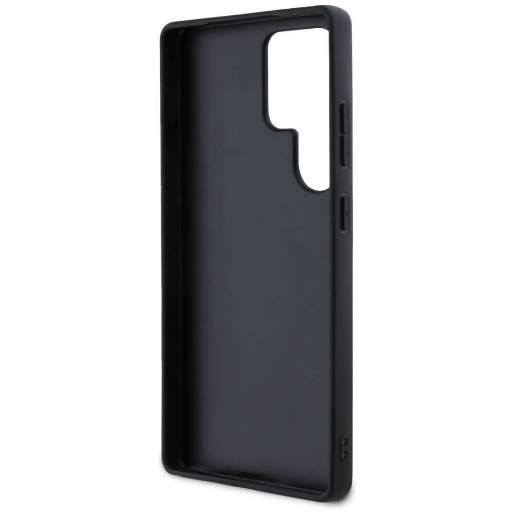 Guess Samsung Galaxy S25 Ultra - Hot Stamp 4G Pattern Triangle Metal Logo - Θήκη με Επένδυση Συνθετικού Δέρματος και Πλαίσιο Σιλικόνης - Pink - GUHCS25LPGP4STRP