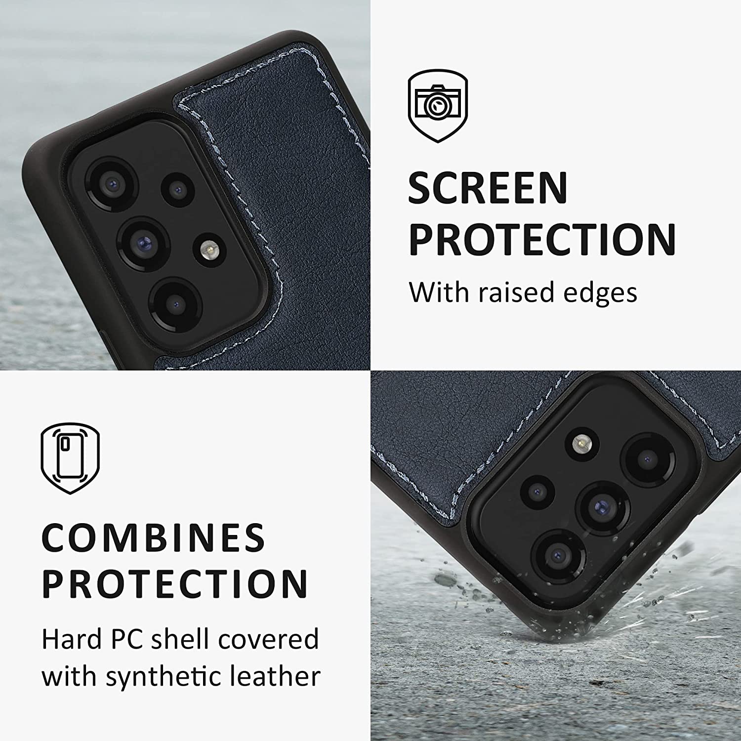 Kalibri Samsung Galaxy A53 5G Θήκη από Συνθετικό Δέρμα με Υποδοχή για Κάρτα - Dark Blue / Light Blue - 59489.17