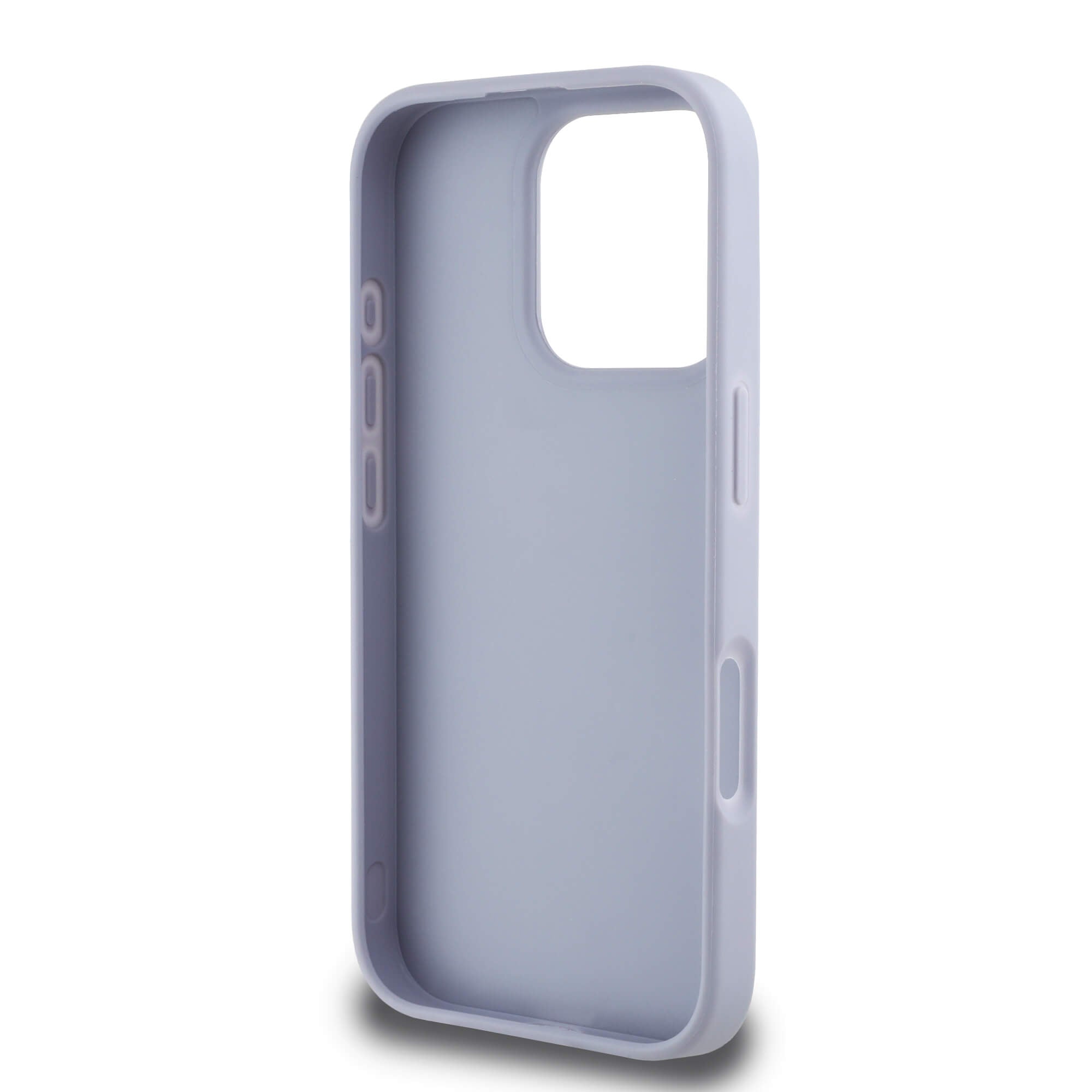 Guess iPhone 16 Pro Max - Hot Stamp 4G Pattern Triangle Metal Logo - Σκληρή Θήκη με Επένδυση Συνθετικού Δέρματος και Πλαίσιο Σιλικόνης - Purple - GUHCP16XPGP4STRU