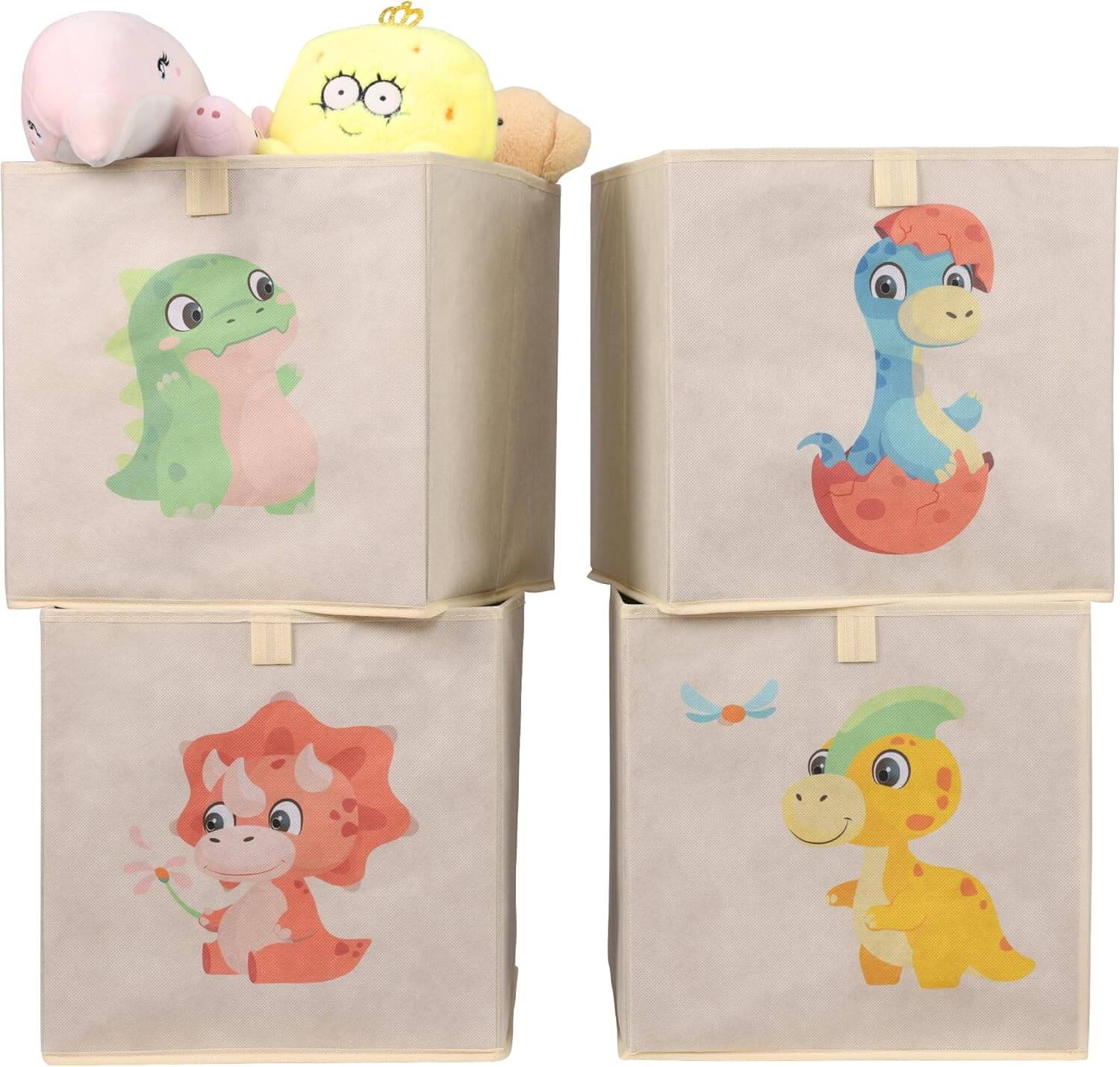 Navaris Σετ με 4 Παιδικά Κουτιά Αποθήκευσης Παιχνιδιών - Design Dinosaur - Multicolor