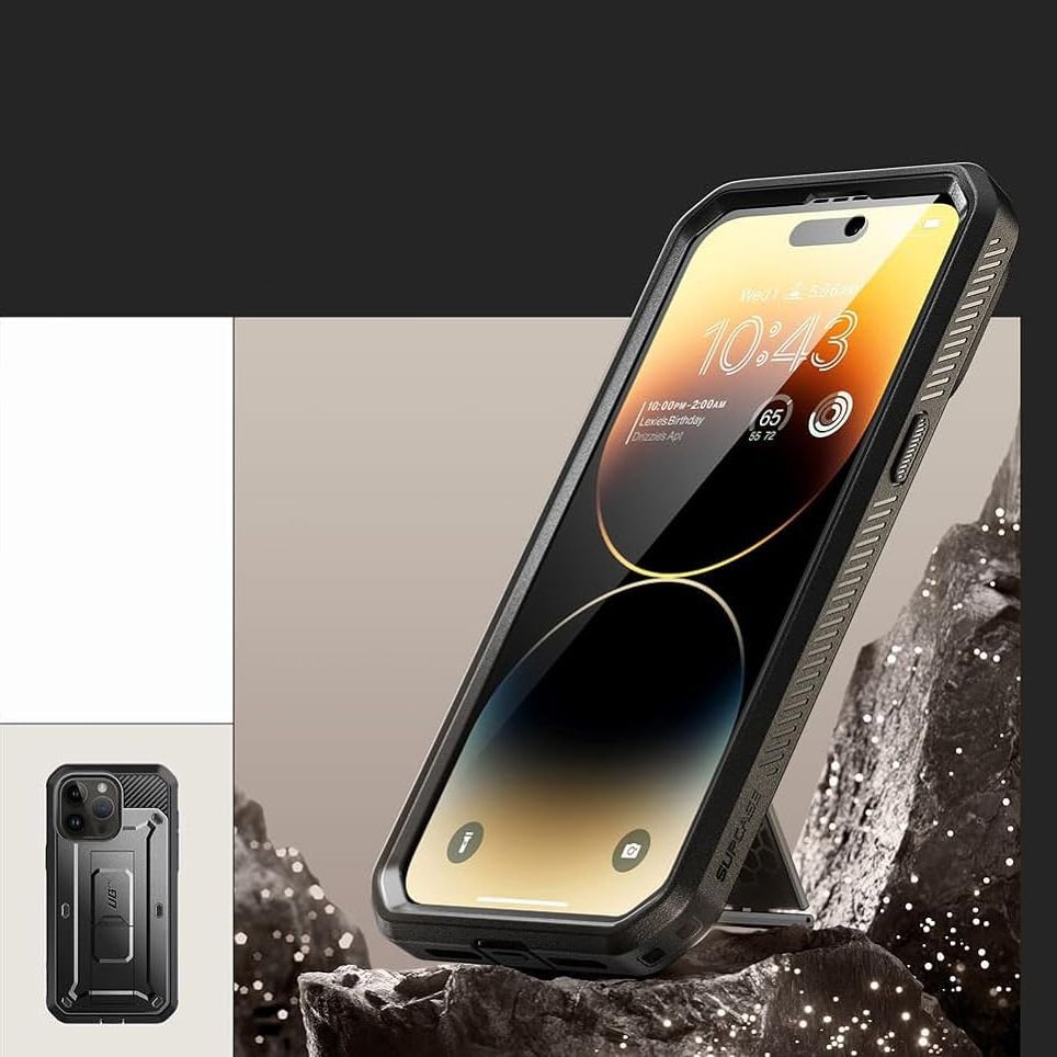 Supcase iPhone 15 Pro Unicorn Beetle Pro Σκληρή Θήκη με Προστασία Οθόνης και Stand - Black