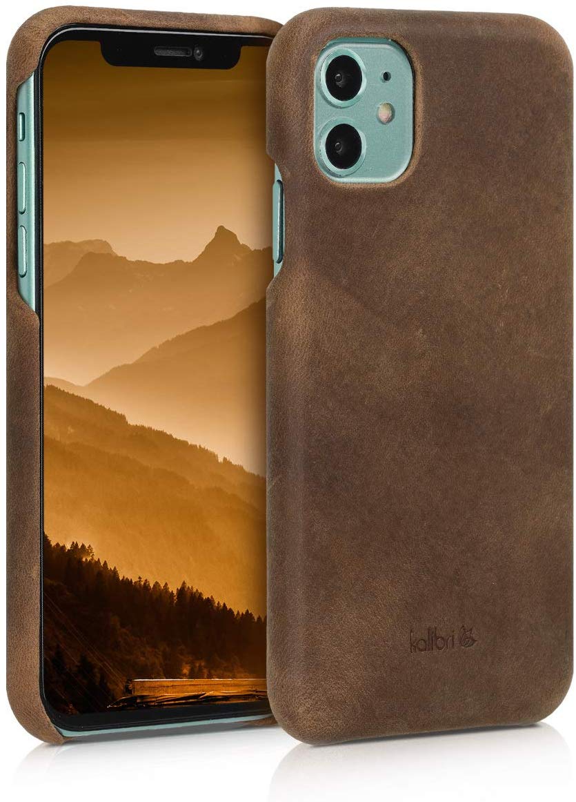 Kalibri iPhone 11 Σκληρή Θήκη με Επένδυση Γνήσιου Δέρματος - Brown - 49737.05