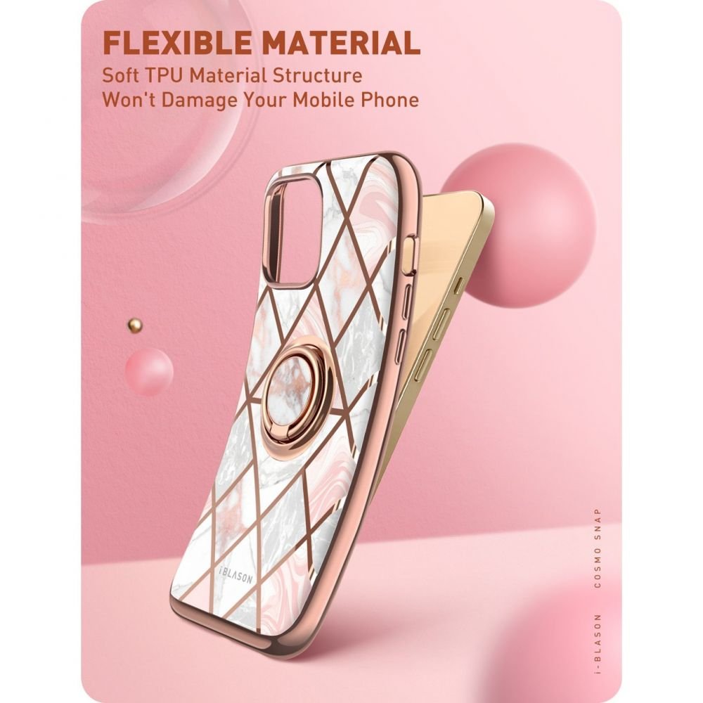 i - Blason iPhone 13 Pro IBLSN Cosmo Snap Σκληρή Θήκη με Δαχτυλίδι Συγκράτησης - Marble Pink