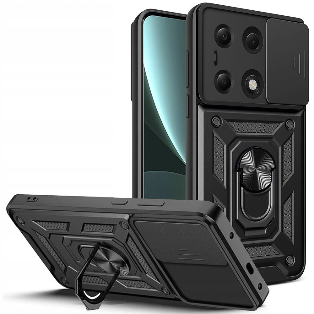 Tech - Protect Xiaomi Redmi Note 13 Pro 5G / Poco X6 5G Camshield Pro Σκληρή Θήκη με Πλαίσιο Σιλικόνης και Δαχτυλίδι Συγκράτησης - Black