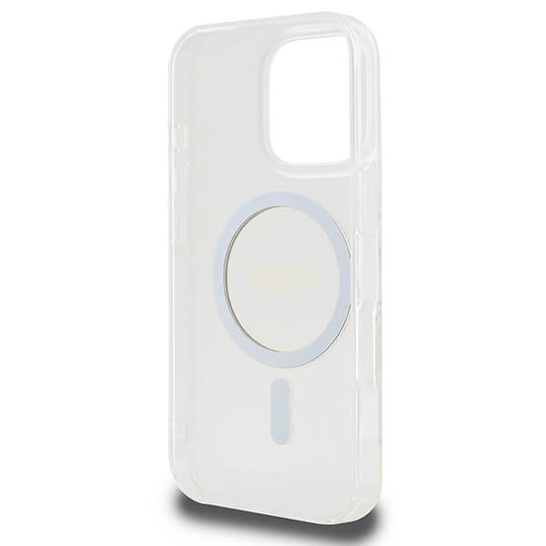 Guess iPhone 16 Pro Max - IML Glitter Circle Magsafe - Σκληρή Θήκη με Πλαίσιο Σιλικόνης - Διάφανη - GUHMP16XHFGERET