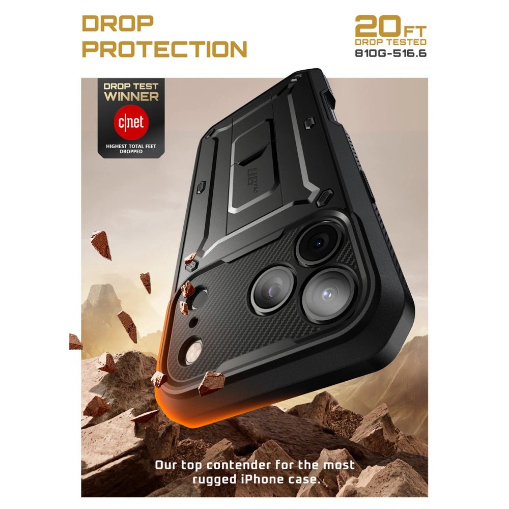 Supcase iPhone 17 Pro Max - Unicorn Beetle Pro - Σκληρή Θήκη με Προστασία Οθόνης και Stand - Black