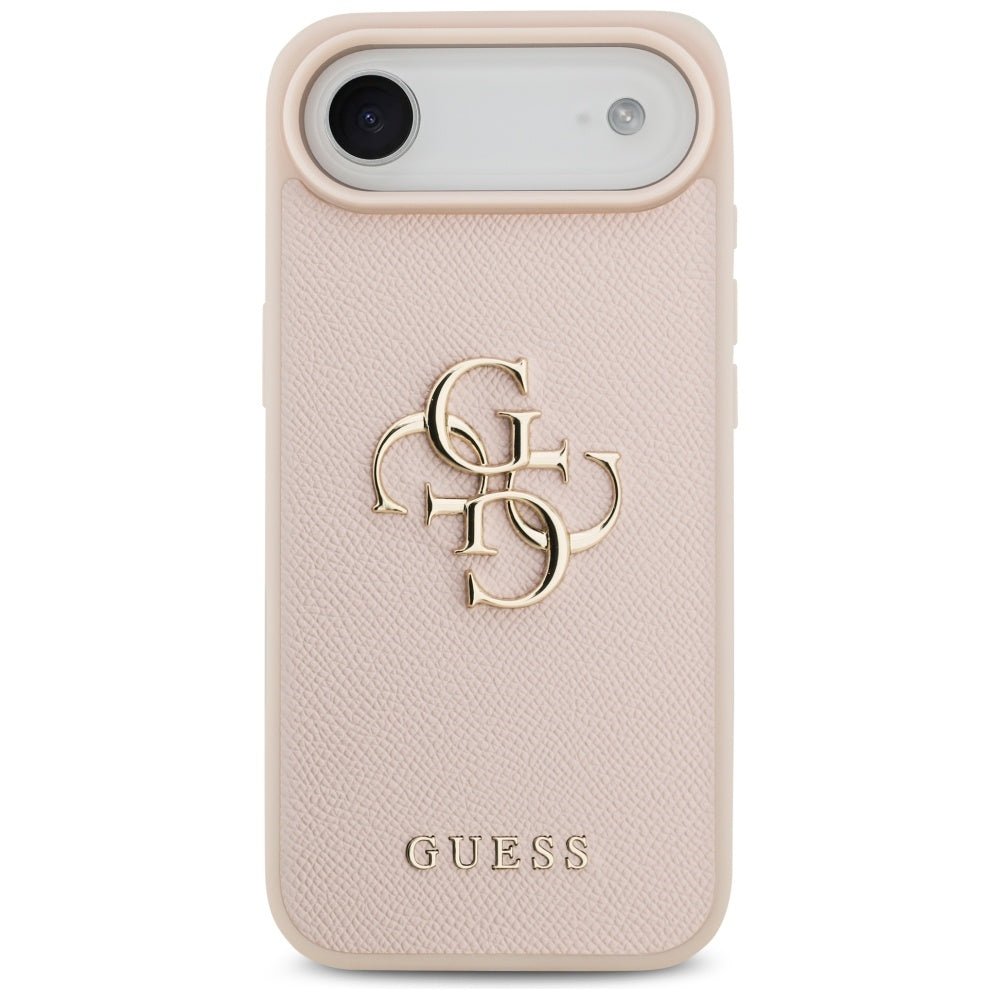 Guess iPhone Air - Grained Big 4G and Classic Logo - Σκληρή Θήκη με Επένδυση από Οικολογικό Δέρμα - Pink - GUHCP17MPGT4MBP