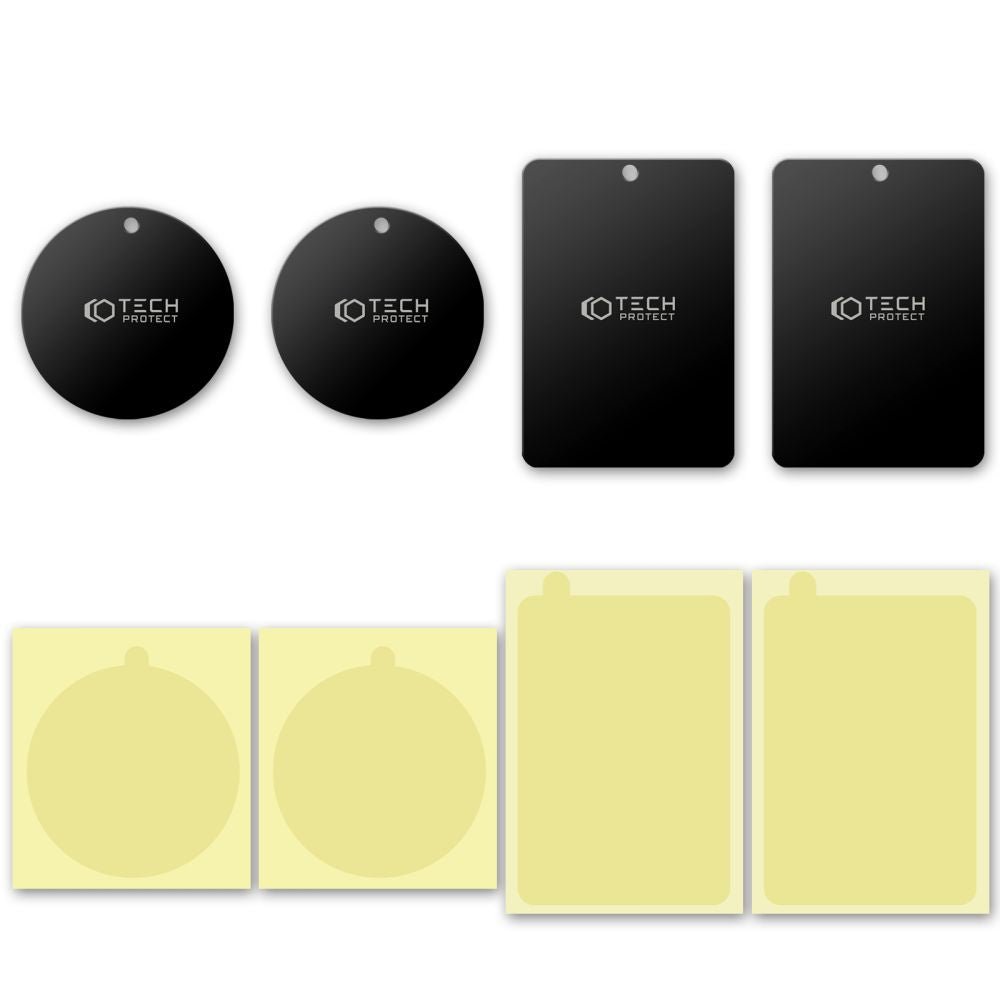 Tech - Protect MetalPlate - Σετ με 4 Μεταλλικές Πλακέτες με Αυτοκόλλητο για Μαγνητικές Βάσεις Αυτοκινήτου - Black