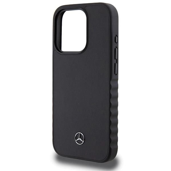 Mercedes iPhone 15 Pro Max Smooth Leather Σκληρή Θήκη με Επένδυση Δέρματος - Black - Mer008003 - 0