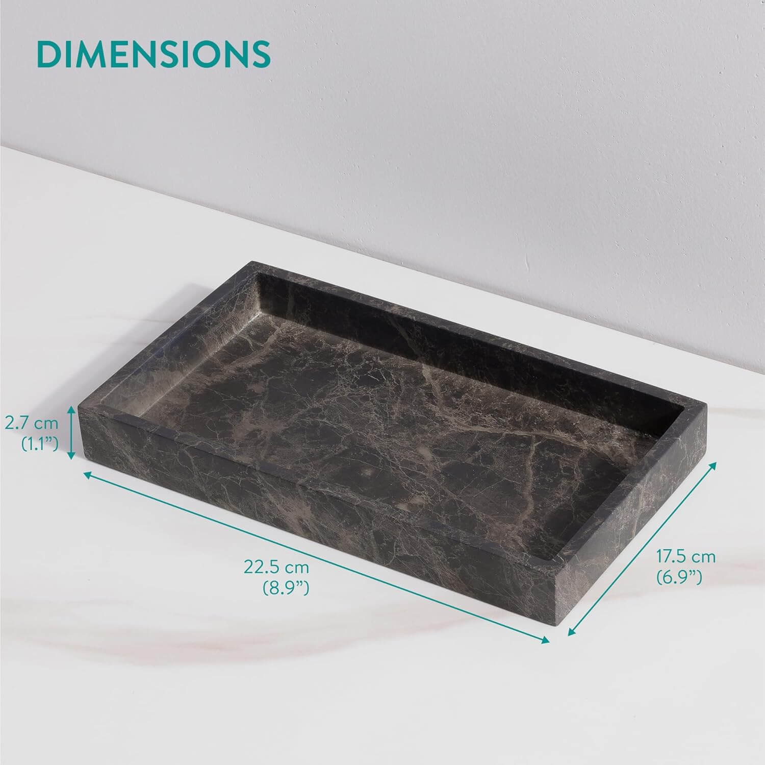 Navaris Διακοσμητικός Δίσκος με Όψη Μαρμάρου από Πολυρητίνη - 22,5 x 17,5 x 2,7 cm - Brown