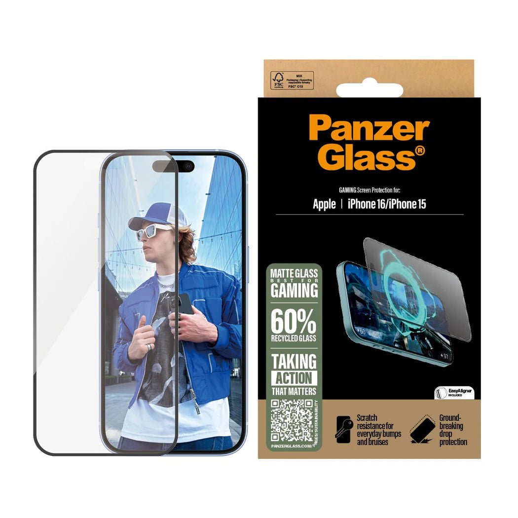 PanzerGlass iPhone 15 / iPhone 16 Gaming Ultra - Wide Fit Full Screen Αντιχαρακτικό Γυαλί Οθόνης - Black
