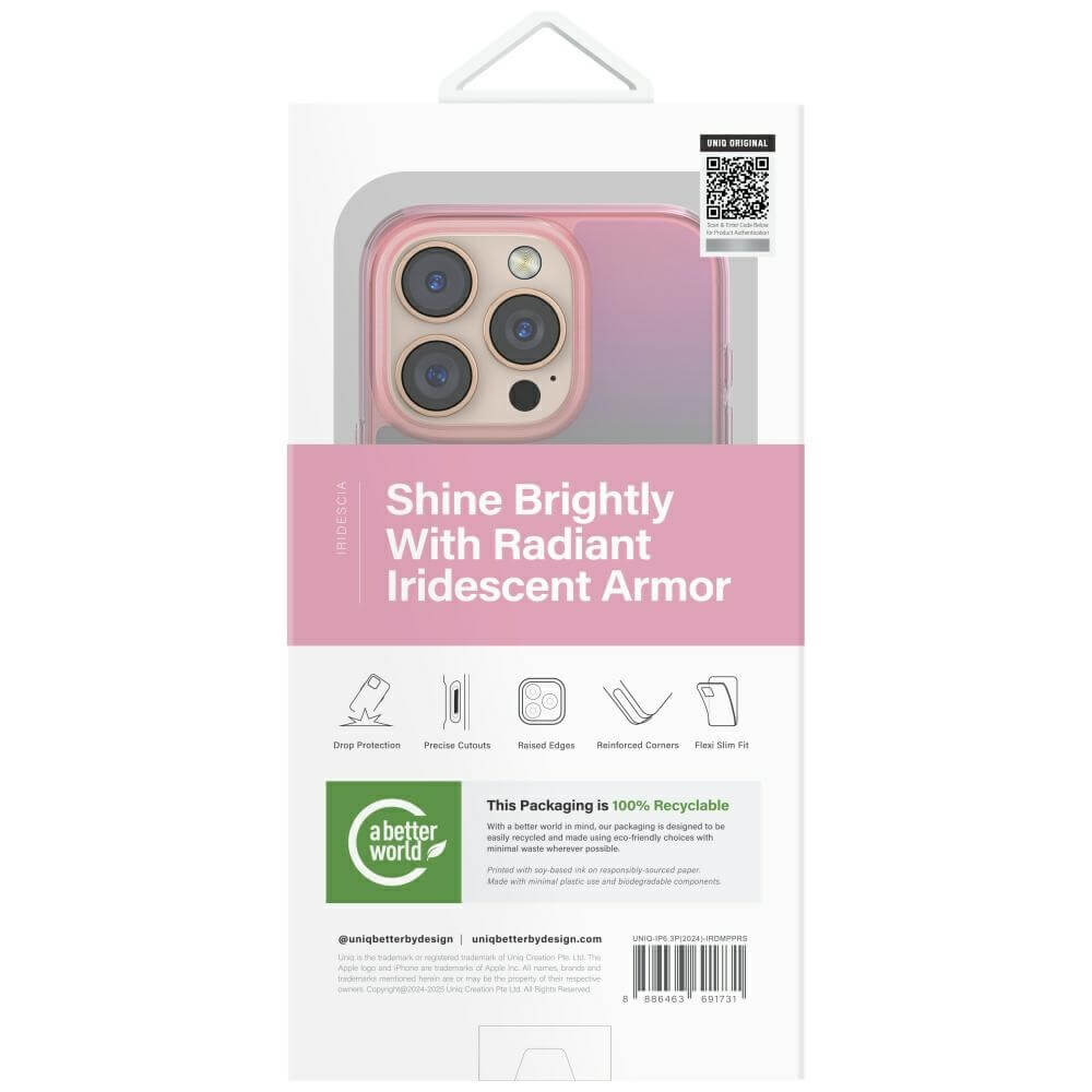 Uniq iPhone 16 Pro - Iridescia - Σκληρή Θήκη με Πλαίσιο Σιλικόνης και MagSafe - Pink Prism