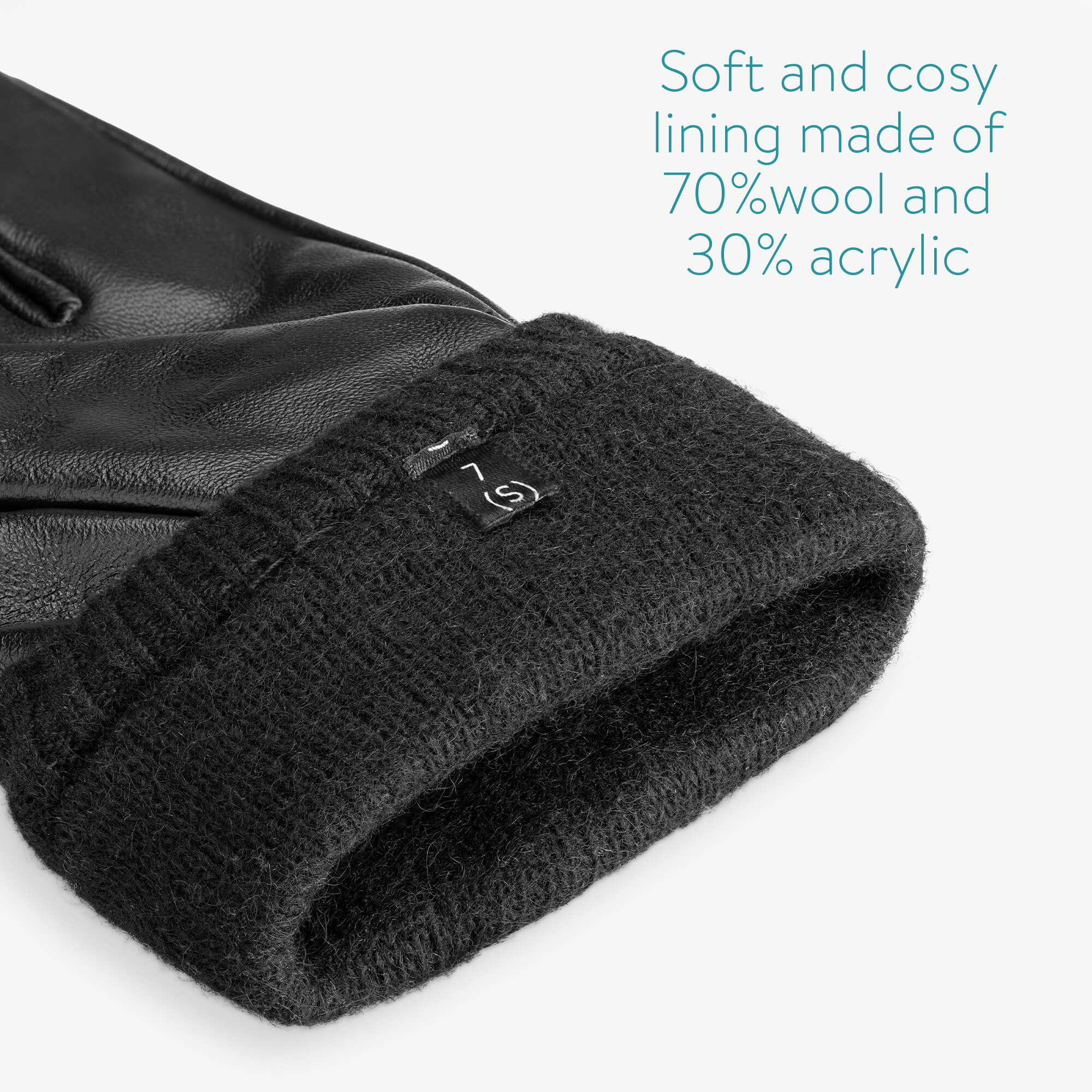 Navaris Ανδρικά Γάντια από Δέρμα Νάπα με Πλεκτή Μανσέτα - Small - Black - 54704.10.01