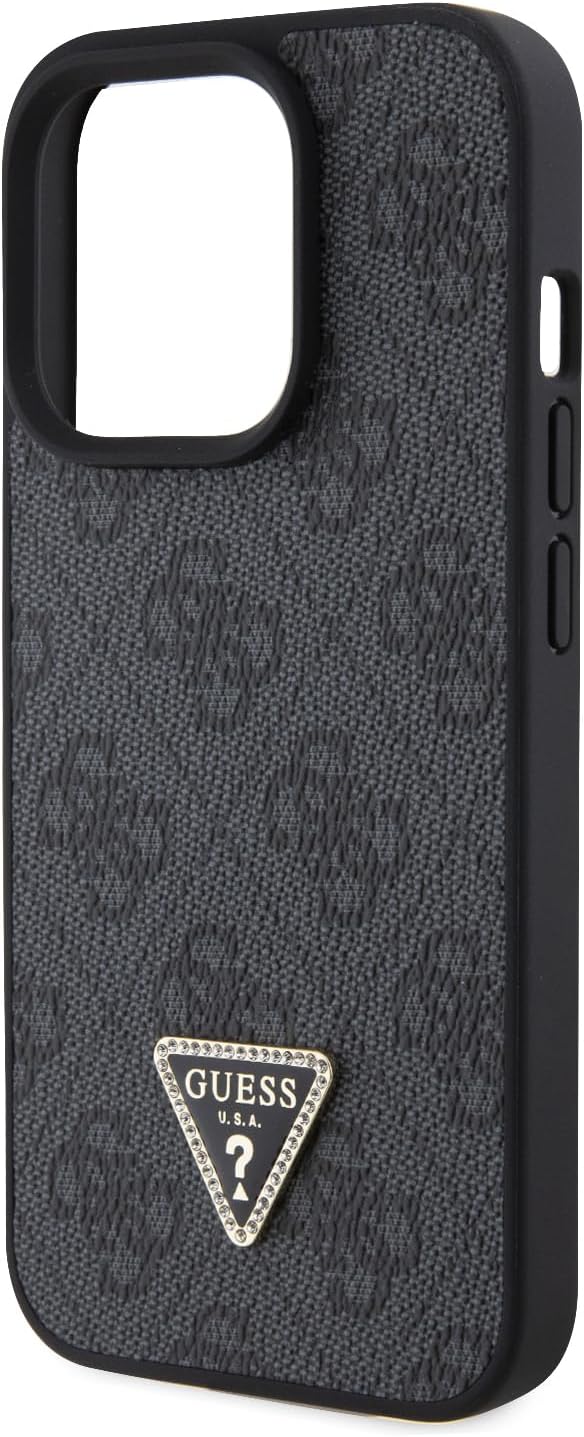 Guess iPhone 15 Pro - Crossbody 4G Metal Logo Θήκη με Επένδυση Συνθετικού Δέρματος και Λουράκι - Black - GUHCP15LP4TDSCPK