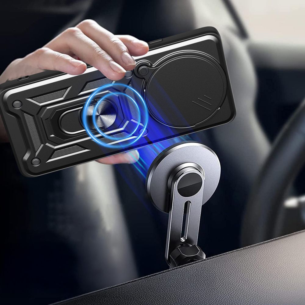 Tech - Protect Xiaomi Redmi Note 14 Pro 5G / Poco X7 Camshield Pro Σκληρή Θήκη με Πλαίσιο Σιλικόνης και Δαχτυλίδι Συγκράτησης - Black