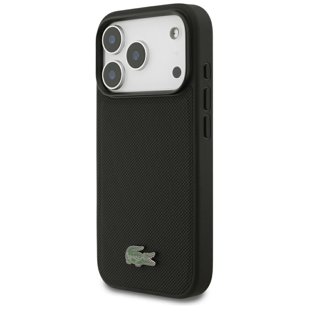 Lacoste iPhone 17 Pro / iPhone 18 Pro - Σκληρή Θήκη με Πλαίσιο Σιλικόνης - Petit Pique Lacquer Logo MagSafe - Black