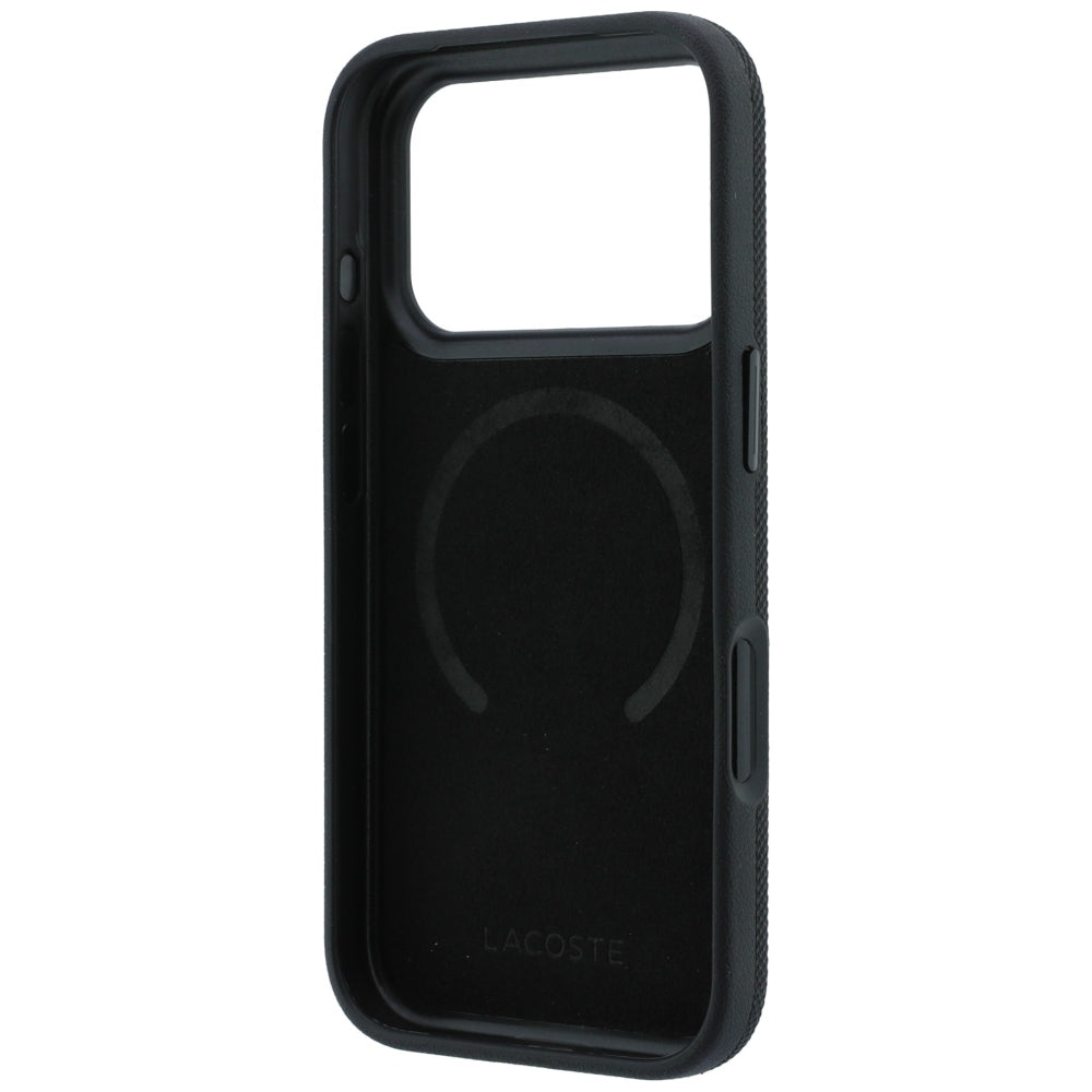Lacoste iPhone 18 Pro / iPhone 17 Pro - Σκληρή Θήκη με Πλαίσιο Σιλικόνης και Δαχτυλίδι Συγκράτησης MagSafe - Petit Pique with Ring Stand - Black