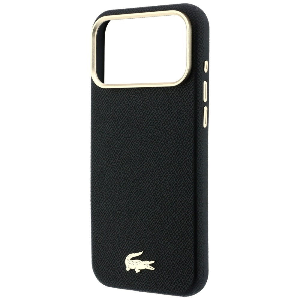 Lacoste iPhone 18 Pro / iPhone 17 Pro - Σκληρή Θήκη με Πλαίσιο Σιλικόνης και Επένδυση Οικολογικού Δέρματος MagSafe - Champs Elysees Embossed - Black