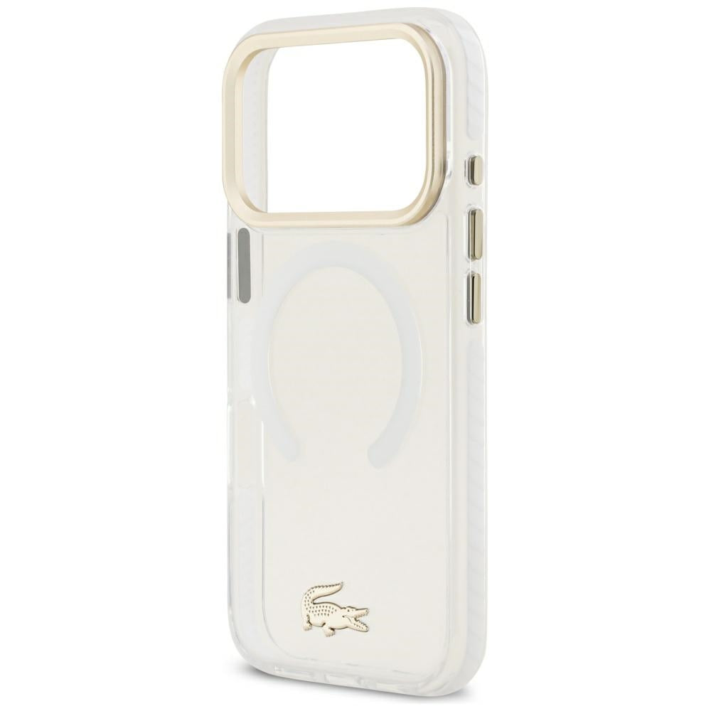 Lacoste iPhone 17 Pro / iPhone 18 Pro - Σκληρή Θήκη με Πλαίσιο Σιλικόνης - Shockproof IML Shockproof Gold Logo MagSafe - Clear