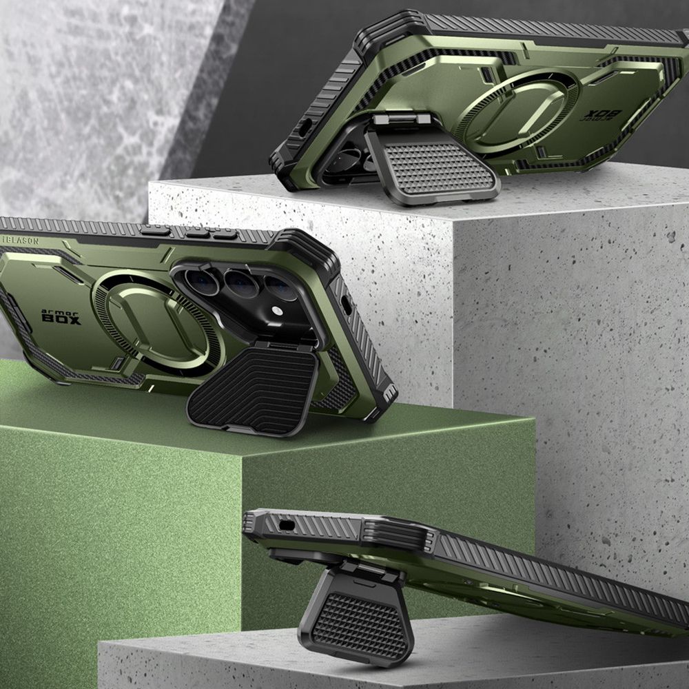 Supcase Samsung Galaxy S24 Armorbox Magsafe Σκληρή Θήκη με Προστασία Οθόνης και Κάλυμμα Κάμερας / Stand - Green