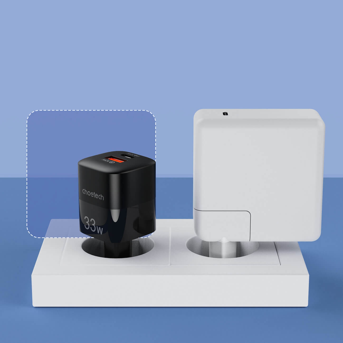 Choetech PD QC 33W Οικιακός Φορτιστής Γρήγορης Φόρτισης με 1 Θύρα Type - C και 1 Θύρα USB - Black - PD5006