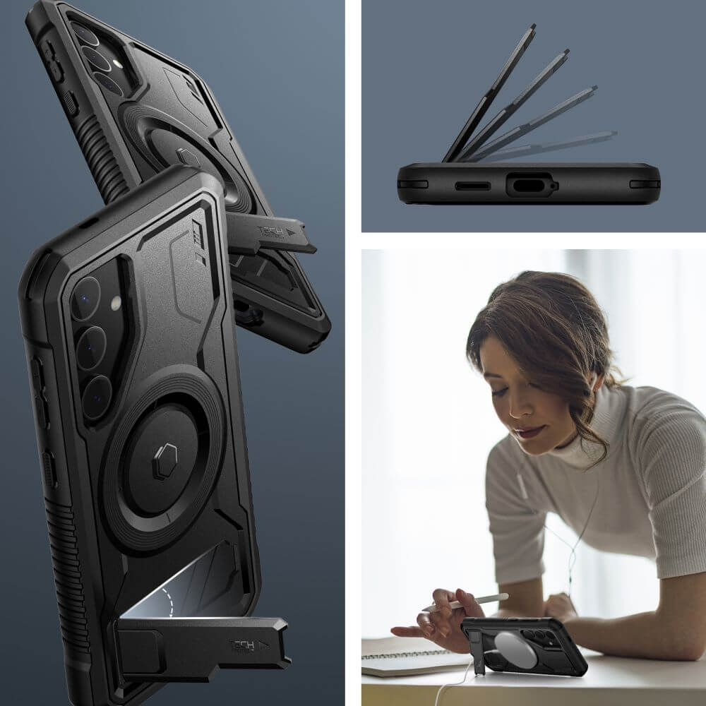 Tech - Protect Samsung Galaxy S24+ Kevlar MagSafe+ Σκληρή Θήκη με Προστασία για την Οθόνη και Stand - Black