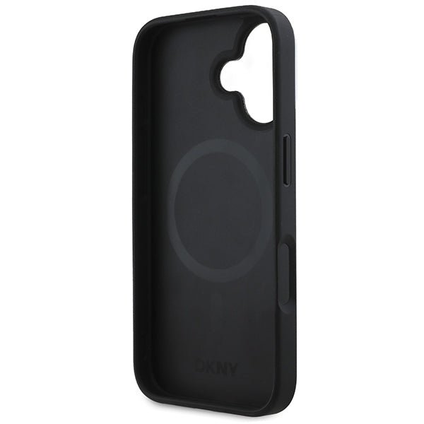 DKNY iPhone 16 - Checkered Pattern MagSafe Σκληρή Θήκη με Επένδυση Συνθετικού Δέρματος - Black