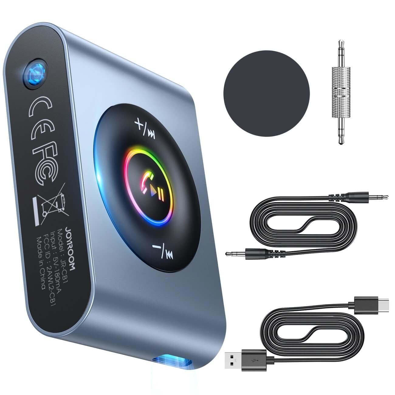 Joyroom JR - CB1 Bluetooth 5.3 AUX Transmitter για Αναπαραγωγή Μουσικής / Κλήσεις στο Αυτοκίνητο - Grey