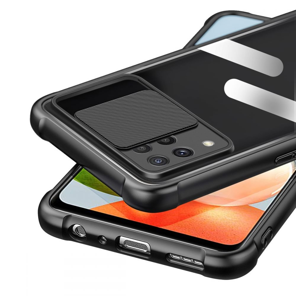 Tech - Protect Samsung Galaxy A22 4G Camshield Σκληρή Θήκη με Πλαίσιο Σιλικόνης - Black / Διάφανη