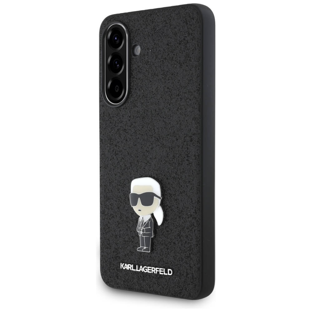 Karl Lagerfeld Samsung Galaxy A56 5G - Fixed Glitter Ikonik Logo Metal Pin - Σκληρή Θήκη με Πλαίσιο Σιλικόνης - Black - KLHCSA56GKNPSK