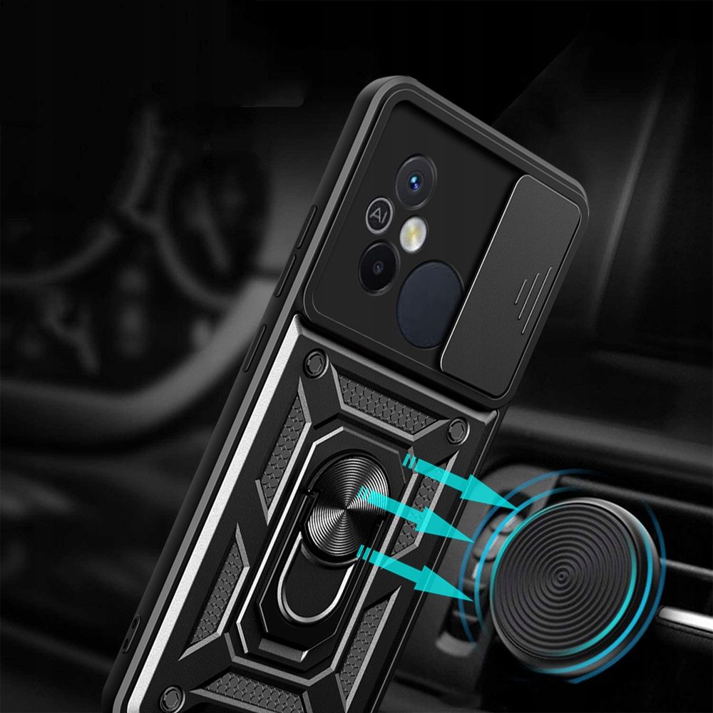 Tech - Protect Xiaomi Redmi 12C Camshield Pro Σκληρή Θήκη με Πλαίσιο Σιλικόνης και Δαχτυλίδι Συγκράτησης - Black