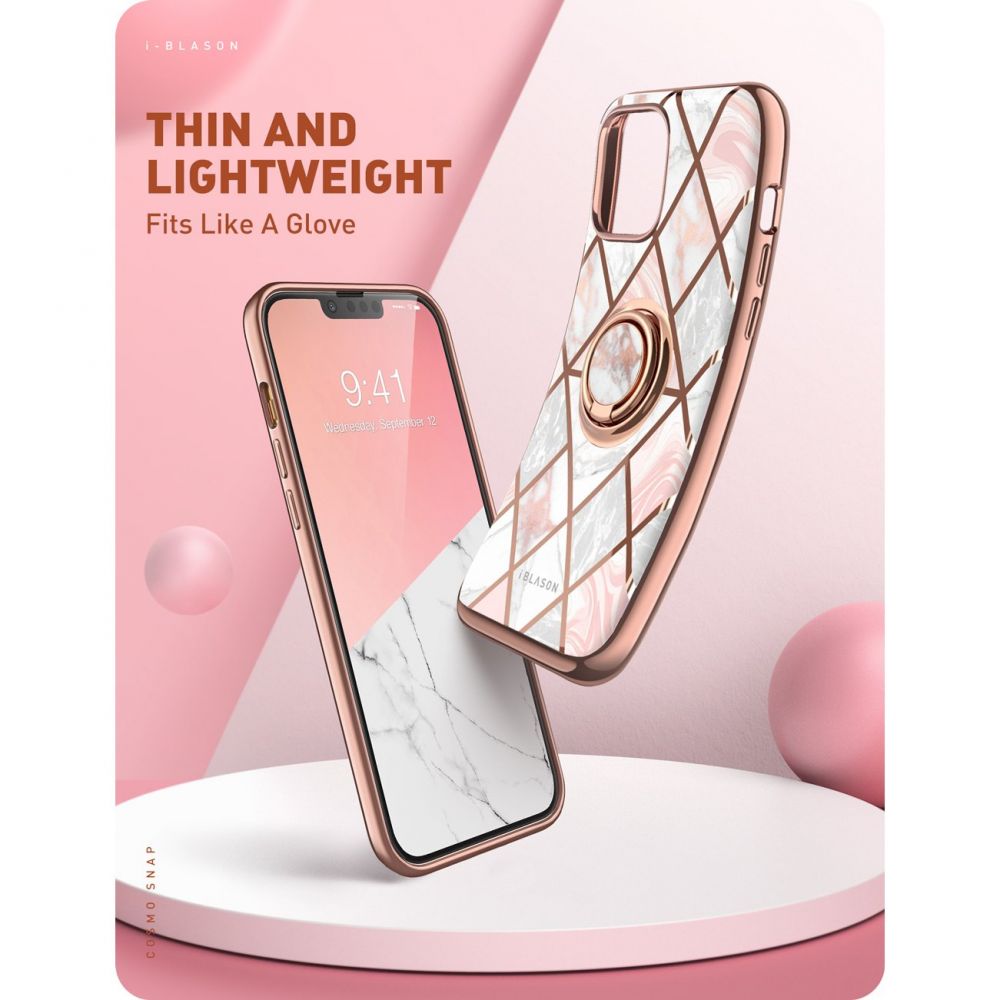 i - Blason iPhone 13 Pro IBLSN Cosmo Snap Σκληρή Θήκη με Δαχτυλίδι Συγκράτησης - Marble Pink