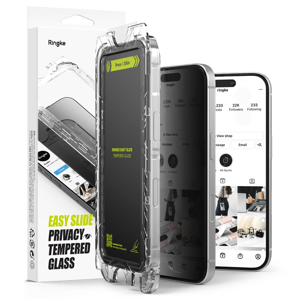 Ringke iPhone 16 Plus / 15 Plus Easy Slide 2.5D 9H Privacy Αντιχαρακτικό Γυαλί Οθόνης - 2 Τεμάχια - Privacy