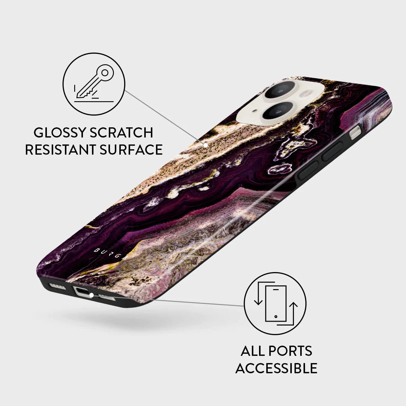 Burga iPhone 14 Fashion Tough Σκληρή Θήκη - Purple Skies