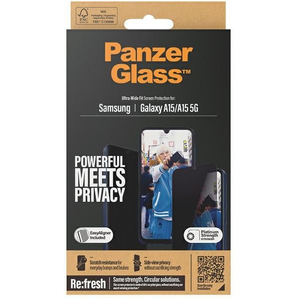 PanzerGlass Samsung Galaxy A15 4G / A15 5G Ultra - Wide Fit Privacy Easy Aligner Αντιχαρακτικό Γυαλί Οθόνης - Black