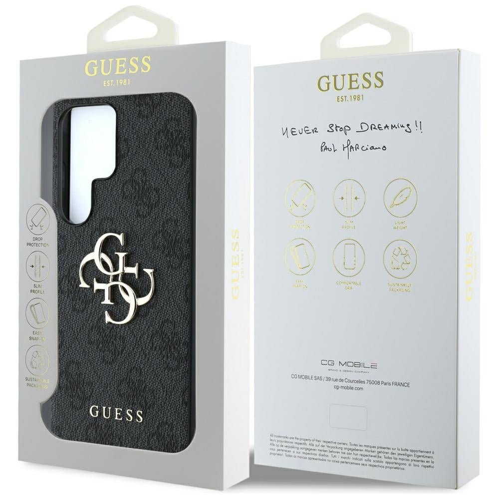 Guess Samsung Galaxy S25 Ultra - 4G Big Metal Logo - Θήκη με Επένδυση Συνθετικού Δέρματος - Black - GUHCS25L4GMGGR