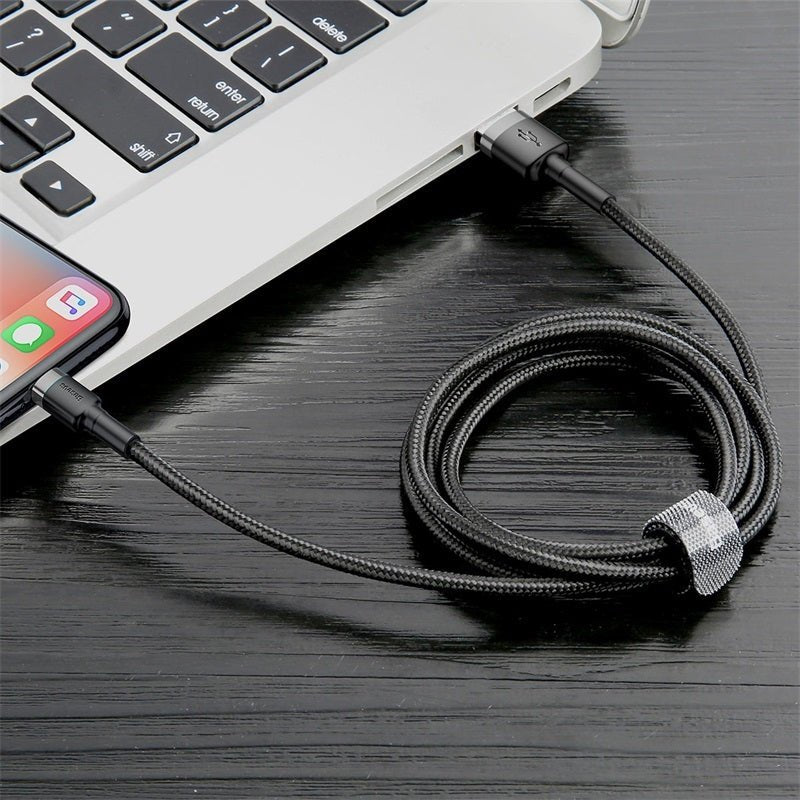 Baseus Cafule Cable Lightning 2.4A - Καλώδιο Δεδομένων και Φόρτισης Lightning 1M για iPhone - Black / Grey - CALKLF - BG1