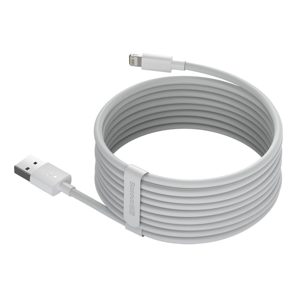 Baseus Simple Wisdom Lightning 2.4A - Καλώδιο Δεδομένων και Φόρτισης Lightning 1,5M για iPhone - 2 Τεμάχια - White - TZCALZJ - 02