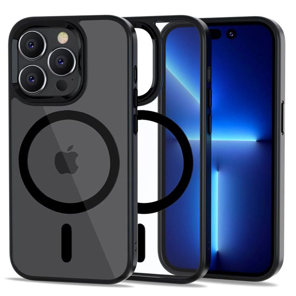 Tech - Protect iPhone 14 Pro MagMat Σκληρή Θήκη με Πλαίσιο Σιλικόνης και MagSafe - Matte Black / Διάφανη