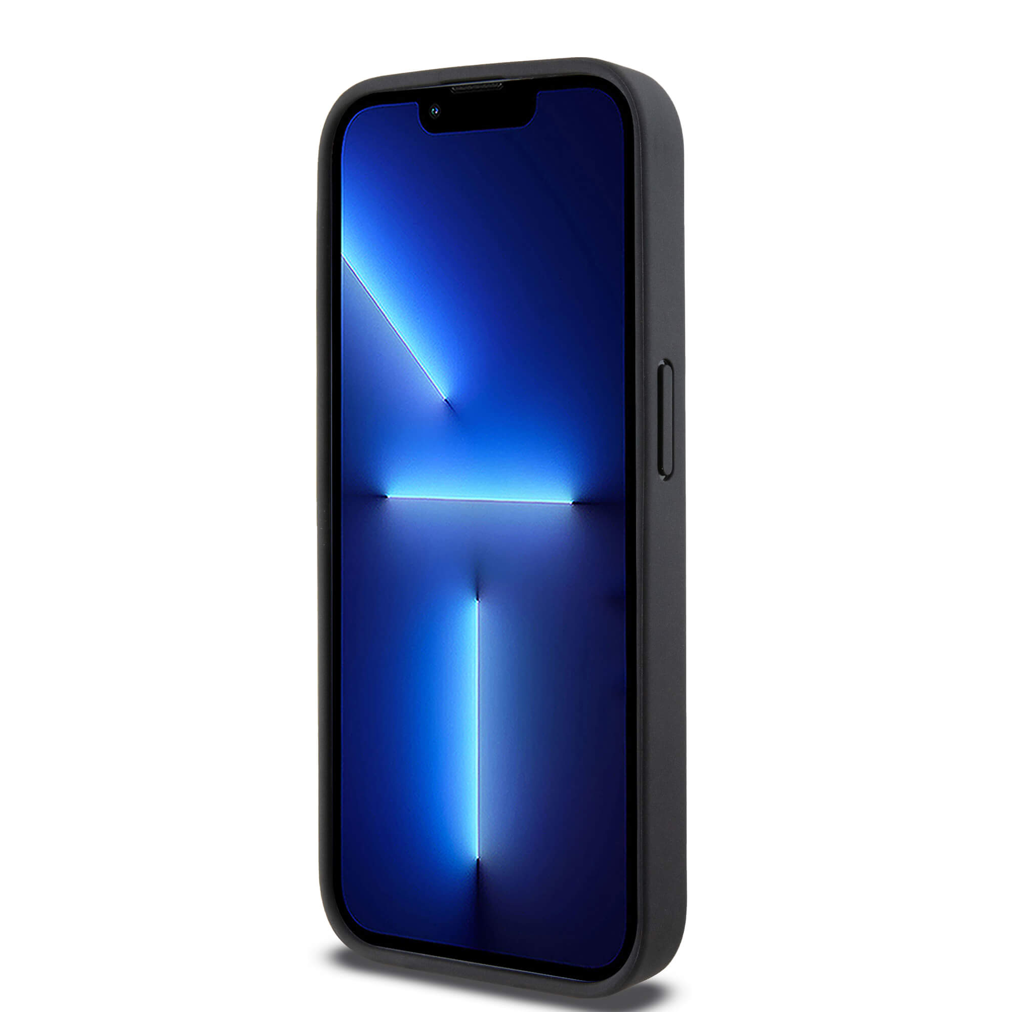 DKNY iPhone 15 Pro - Leather Monogram Pattern Metal Logo MagSafe Σκληρή Θήκη με Επένδυση Συνθετικού Δέρματος - Black