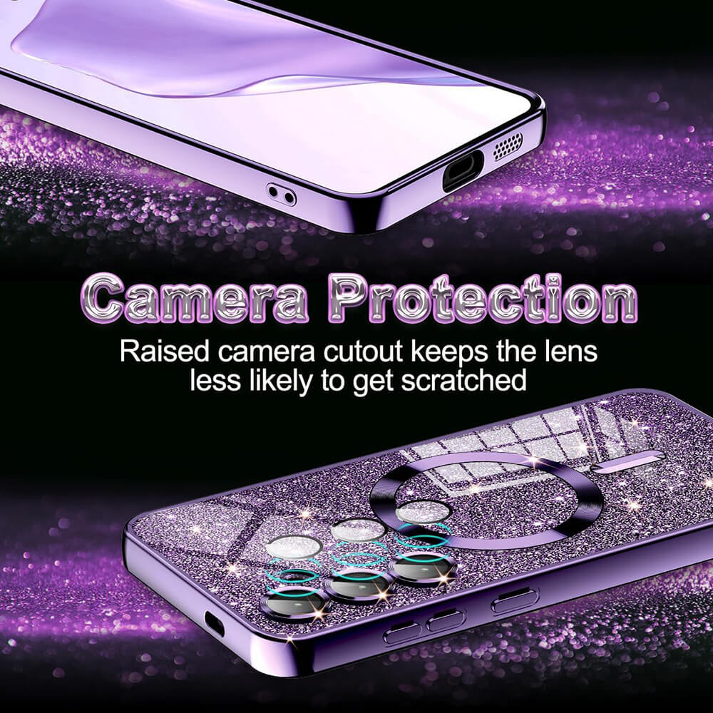 Techsuit iPhone 16 - Luxury Glitter MagSafe - Θήκη Σιλικόνης - Deep Purple