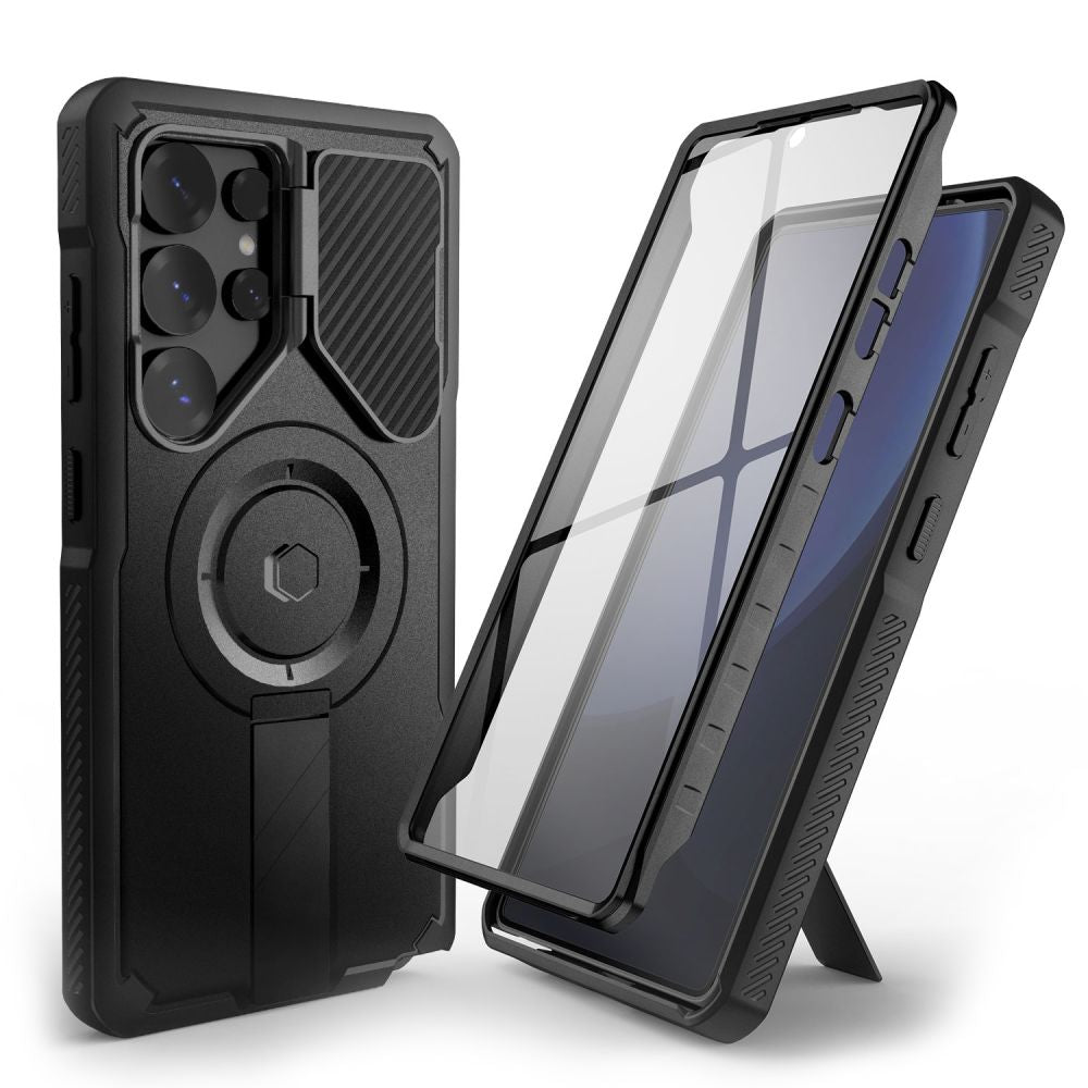 Tech - Protect Samsung Galaxy S25 Ultra - Kevlar MagSafe+ Σκληρή Θήκη με Προστασία για την Οθόνη / την Κάμερα και Stand - Black