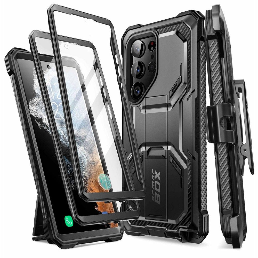 Supcase Samsung Galaxy S23 Ultra Armorbox 2 Σκληρή Θήκη με Προστασία Οθόνης και Stand - Black