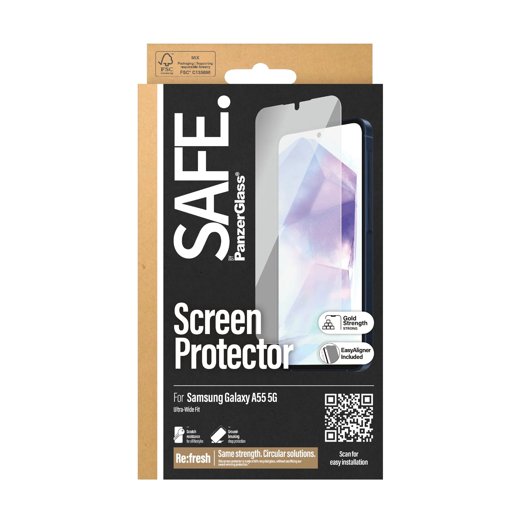Safe by PanzerGlass Samsung Galaxy A55 5G - Ultra - Wide Fit W. EasyAligner Case Friendly Full Screen Αντιχαρακτικό Γυαλί Οθόνης - Διάφανο - SAFE95687