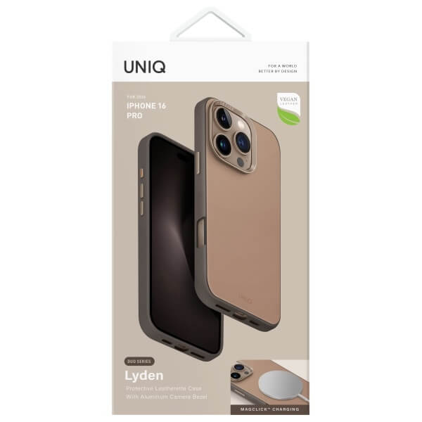 Uniq iPhone 16 Pro - Lyden DS - Σκληρή Θήκη με Επένδυση Συνθετικού Δέρματος και MagSafe - Flint Grey