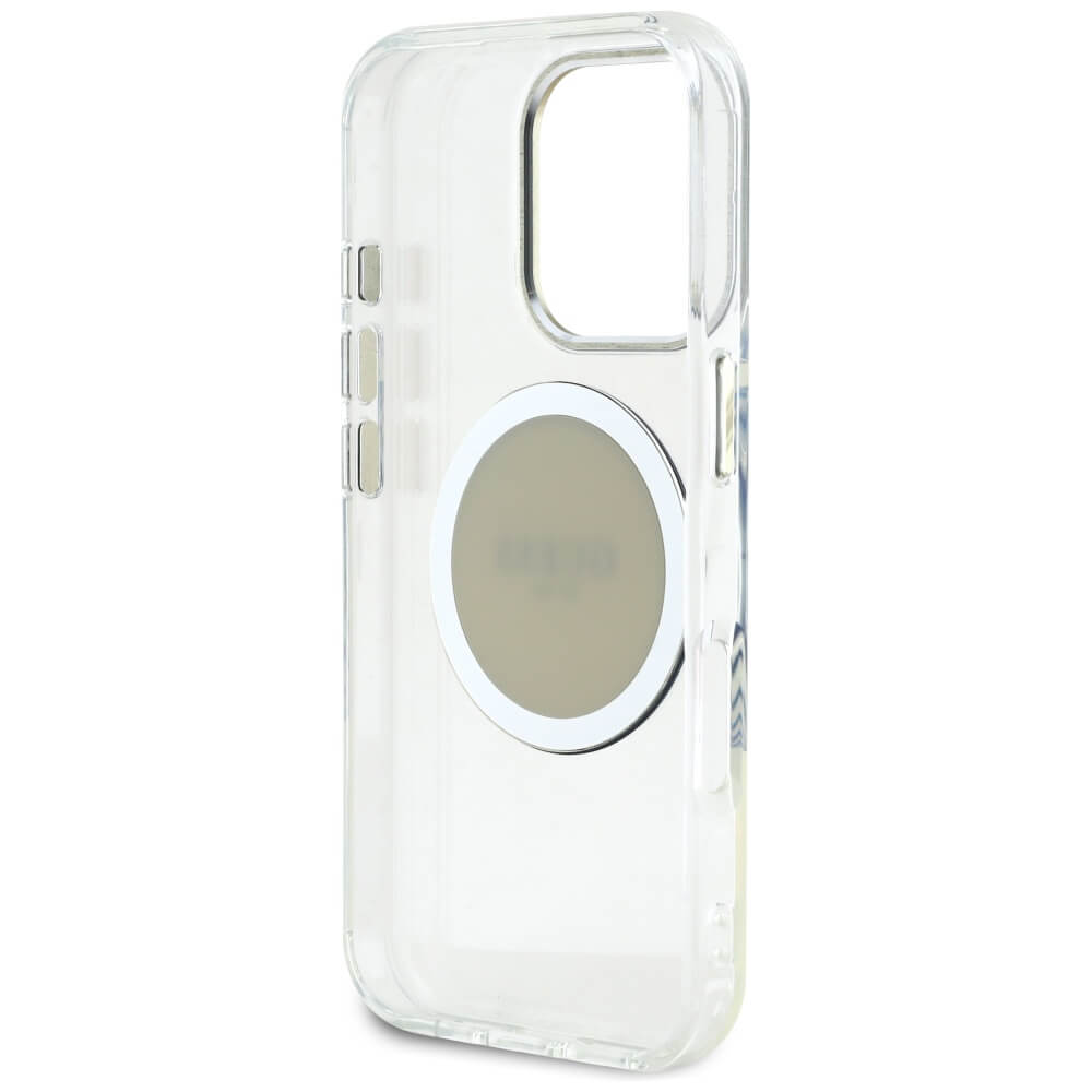 Guess iPhone 16 Pro Max IML Metal Colored Circle Classic Logo MagSafe Σκληρή Θήκη με Πλαίσιο Σιλικόνης και MagSafe - Grey - GUHMP16XHTDRCEDG