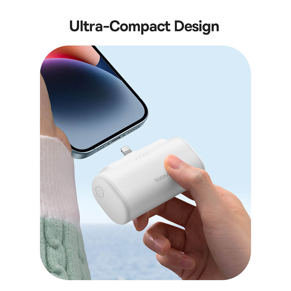 Baseus Compact Series Lightning - PowerBank 5000mAh 20W με Καλώδιο Type - C to Type - C - White - P10068307213 - 00