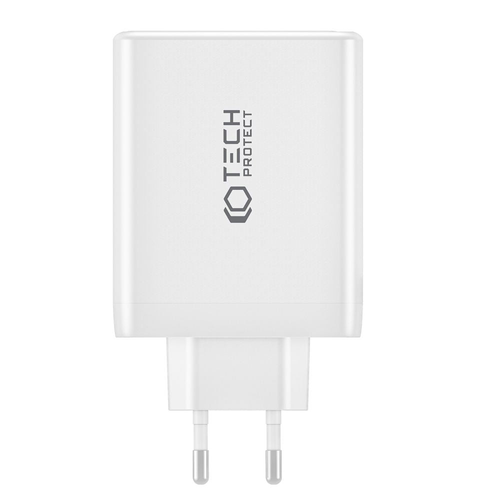Tech - Protect NC100W - GAN 4 QC3.0 Οικιακός Φορτιστής Γρήγορης Φόρτισης με 3 Θύρες Type C και 1 Θύρα USB - White