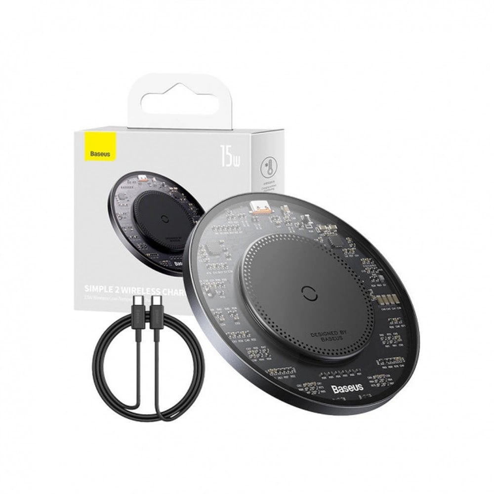 Baseus Simple 2 BS - W530 Wireless Charger 15W Ασύρματος Φορτιστής MagSafe με Καλώδιο Type - C - Black - CCJJ050001